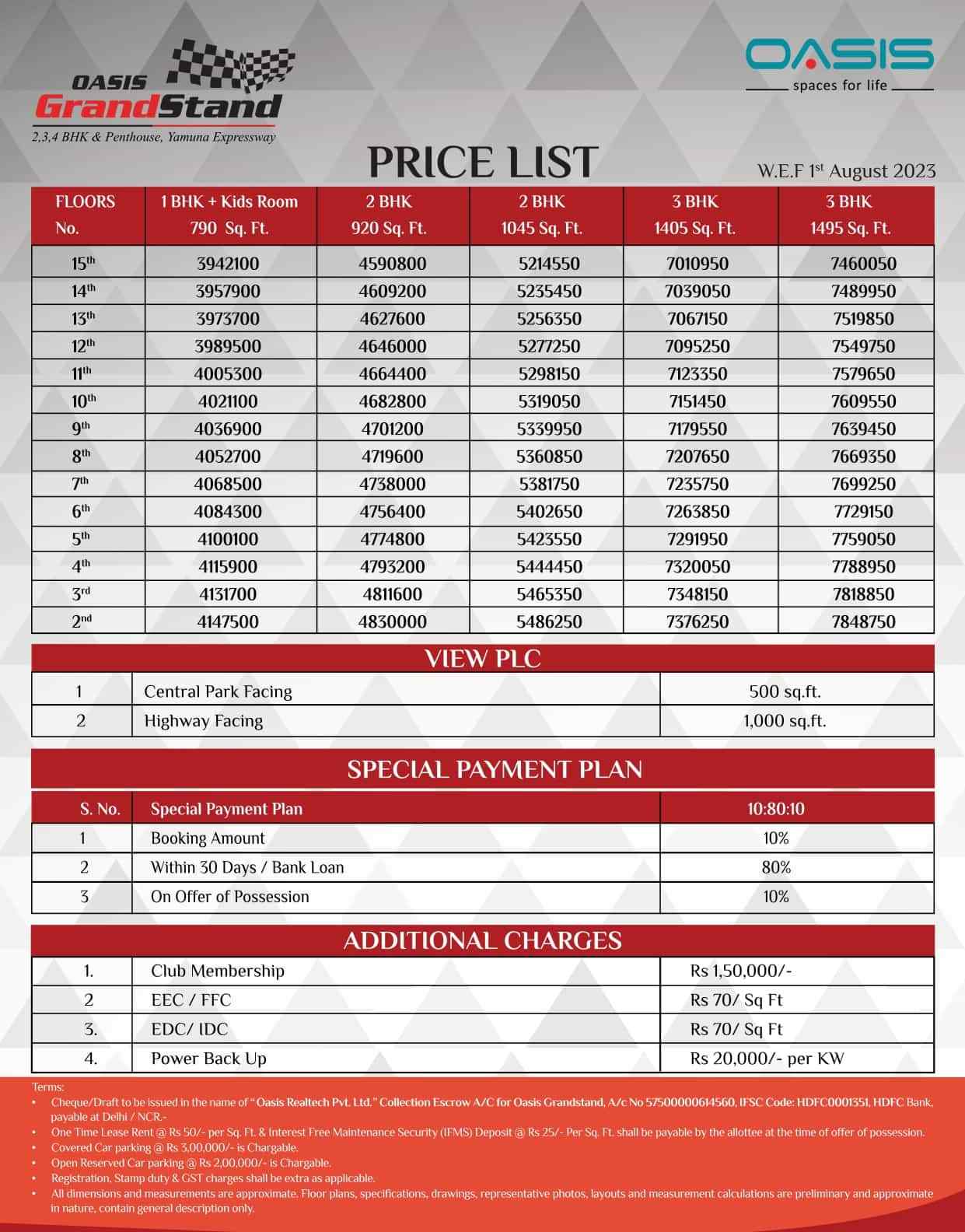 Oasis Grandstand Price List Oasis Grandstand Payment Plan